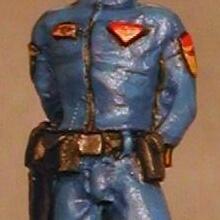 Blue-uniformed science fiction miniature on round bases.