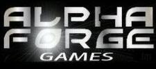Alpha Forge Games logo in metallic silver text on a black background.